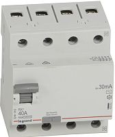 Выключатель дифференциального тока УЗО Legrand RX3 4п 40А 30мА 10,0кА тип AC картинка